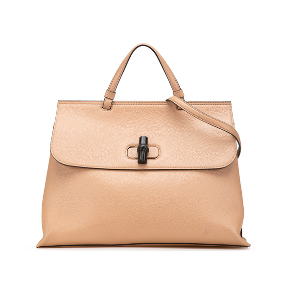 Pre-Loved Gucci Large Leather Bamboo Daily Satchel